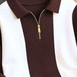 T-Shirt for Men Zip Neck Texture Self Design Cotton Blend Mens Tshirts