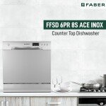 FABER FFSD 6PR 8S ACE INOX Free Standing 8 Place Settings Intensive Kadhai Cleaning| No Pre-rinse Required Dishwasher