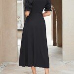 Shasmi Girl's & Women's Solid A-Line Ruched Puff Sleeve Maxi Long Evening One Piece Long Dress for Women Stylish