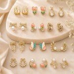 Shining Diva Fashion 12 Pairs Set Earrings for Women Girls with Stylish Organizer Box