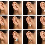 Shining Diva Fashion 12 Pairs Set Earrings for Women Girls with Stylish Organizer Box