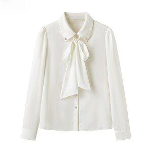 Scarf-detail cotton shirt