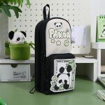 Supreme Deals Umadiya® Panda Pencil Case 6 Layer with 3 Compartment Cute Aesthetic Pencil Case for Boys & Girls Large Ca