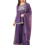 MOKOSH Women’s Silk Embroidered Peplum Kurta Sharara with Dupatta