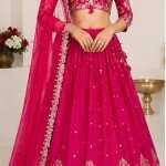 Embroidered Semi Stitched Lehenga Choli (Pink)