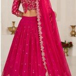 Embroidered Semi Stitched Lehenga Choli (Pink)