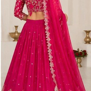 Embroidered Semi Stitched Lehenga Choli (Pink)
