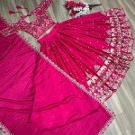 Embroidered Semi Stitched Lehenga Choli (Pink)