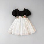 Niren Enterprise 1019 Floral Embroidery net and Modal Short Sleeve Baby Girl Frock