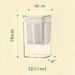 Click to see full view Transparent rectangular yogurt strainer with white lid and inner mesh filter insert, shown on a