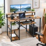 Klaxon Computer Table for Home Office with Keyboard Tray and Monitor Stand, Engineered Wood Study Table and Gaming Desk