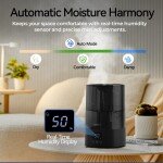 Rosekm Automatic Humidifiers for Bedroom Large Room, 4.5L Cool Mist Ultrasonic Humidifier for Home & Plant with Timer &
