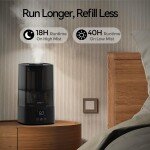 Rosekm Automatic Humidifiers for Bedroom Large Room, 4.5L Cool Mist Ultrasonic Humidifier for Home & Plant with Timer &