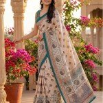 Satrani Ready to Wear Printed, Embellished Pre Draped Saree Silk Blend Saree